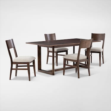 Boca Solid Wood Dining Table and 4 Dining Chairs