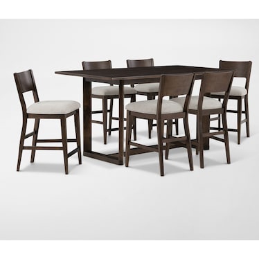 Boca Solid Wood Counter-Height Dining Table and 6 Stools