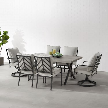 Boise Outdoor Dining Table, 4 Dining Chairs and 2 Swivel Dining Chairs