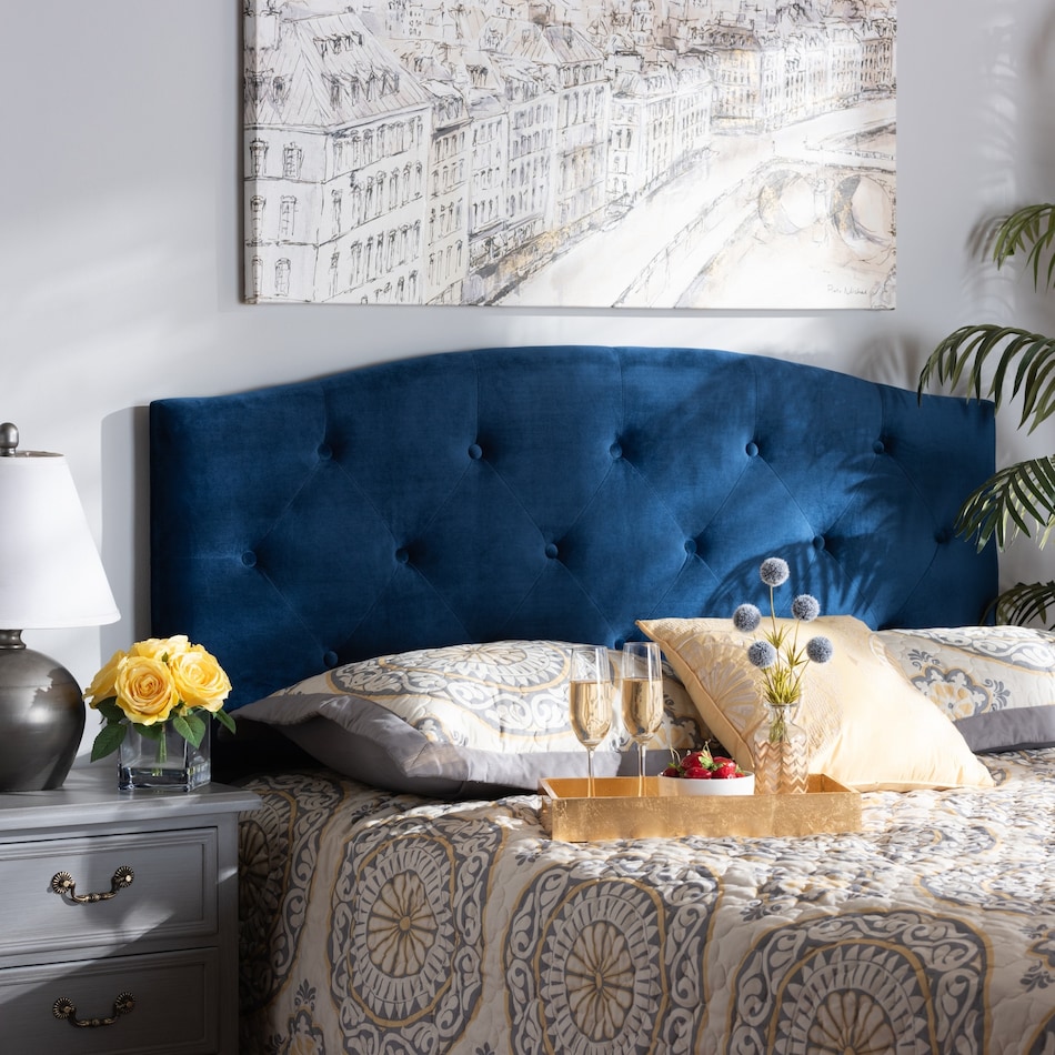bora blue queen headboard   