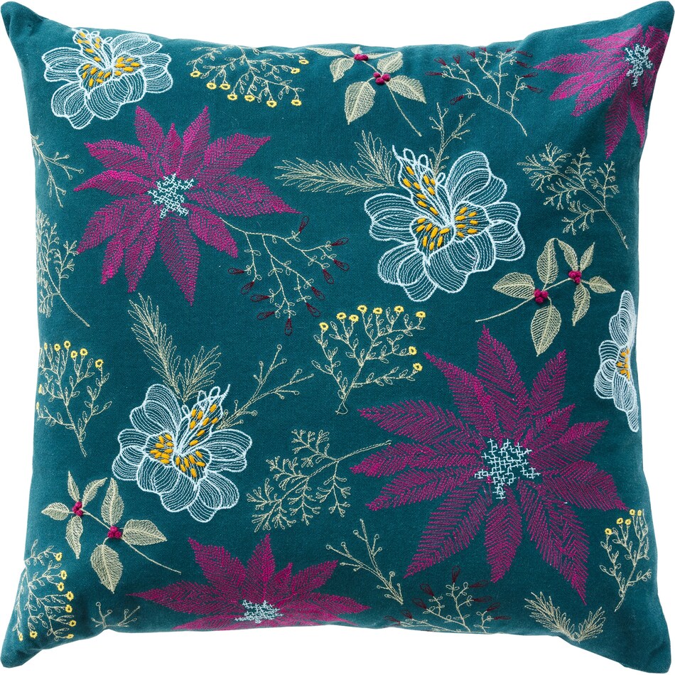 botanic teal accent pillow   