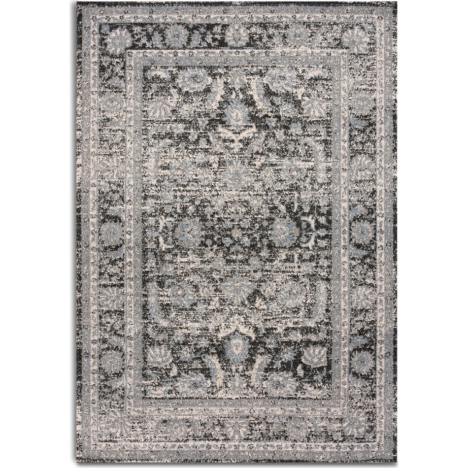 bound gray and black area rug ' x '   