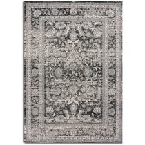 bound gray and black area rug  x    