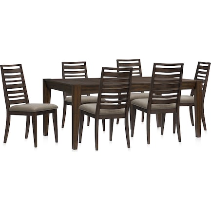 Bowen Dining Table and 6 Ladder-Back Chairs - Tobacco