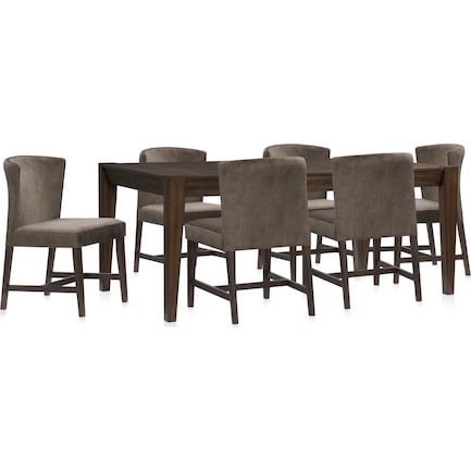 Bowen Dining Table and 6 Upholstered Chairs - Tobacco