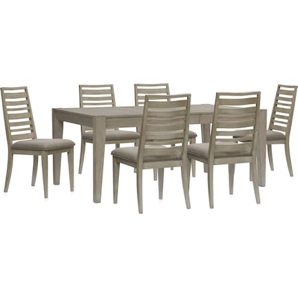 Bowen Extendable Dining Table and 6 Ladder-Back Chairs - Gray