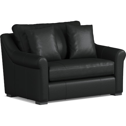 Bowery Leather Foam Comfort Chair and a Half - Siena Black