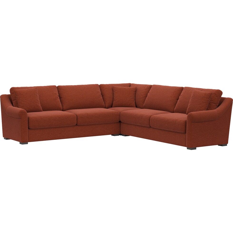 bowery red  pc sectional   