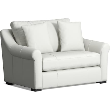 Bowery Leather Foam Comfort Chair and a Half - Siena Snow