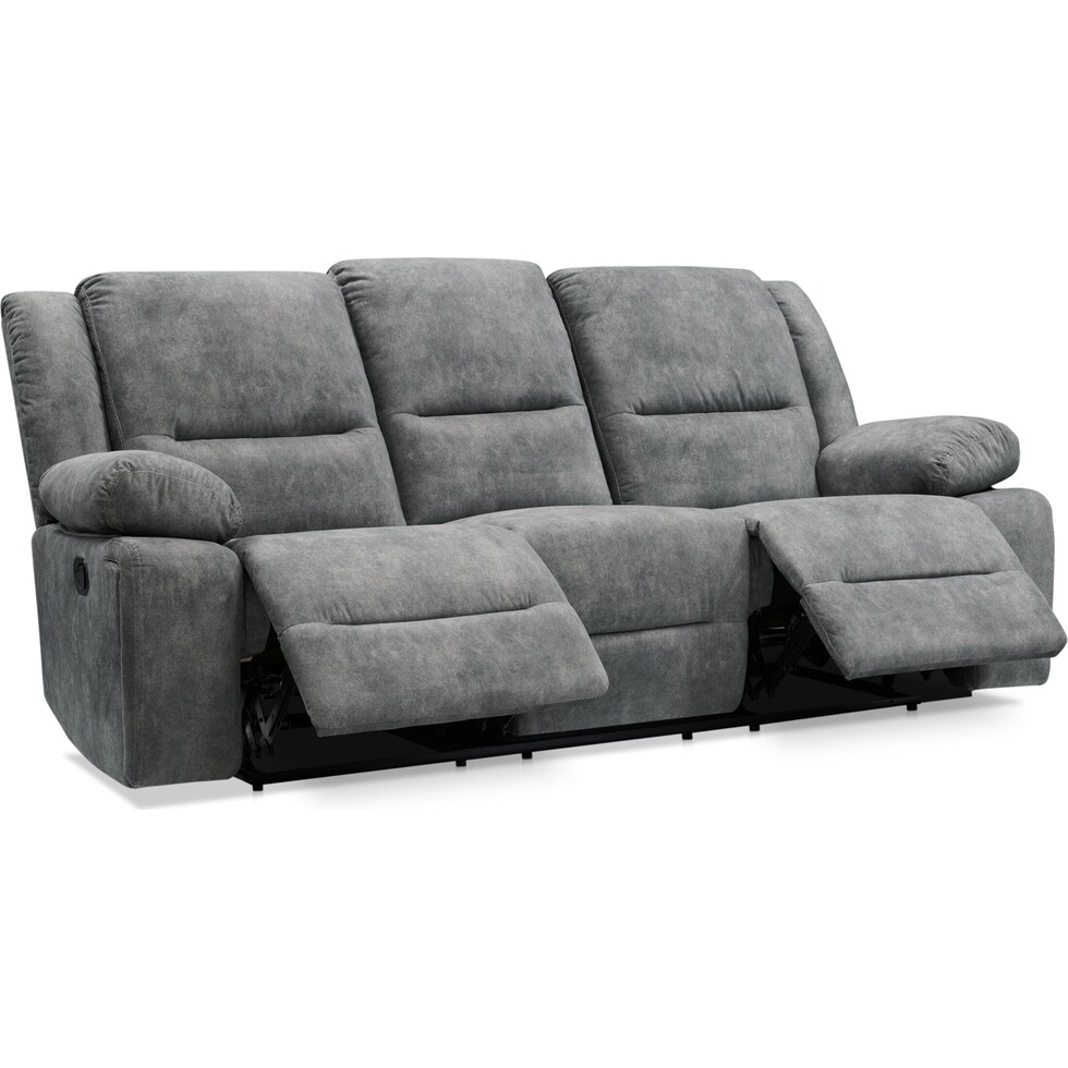 bradshaw gray manual reclining sofa   