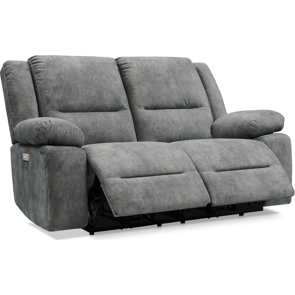 Bradshaw Power Reclining Loveseat - Charcoal | Value City Furniture