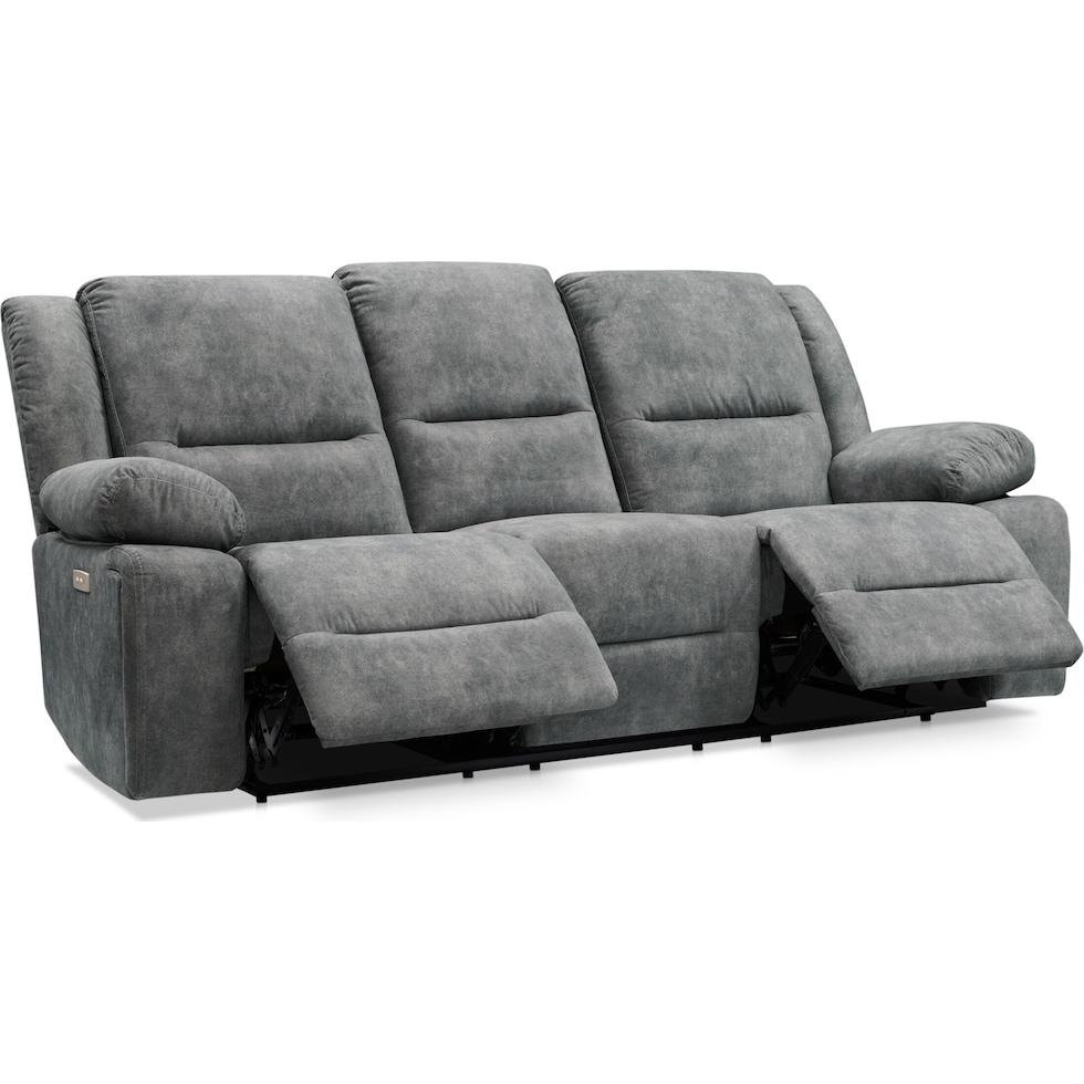 bradshaw gray power reclining sofa   