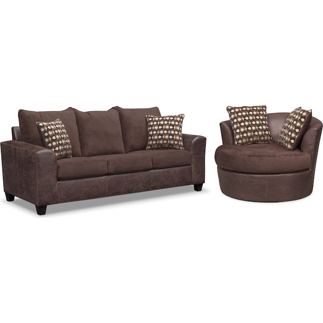 Living Room Furniture - Brando Sofa and Swivel Chair Set