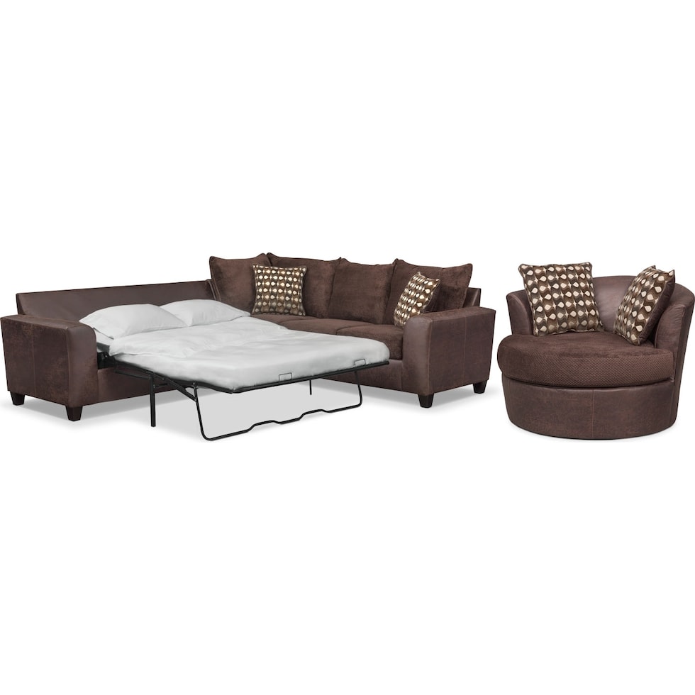 brando sectional chocolate dark brown  pc living room   