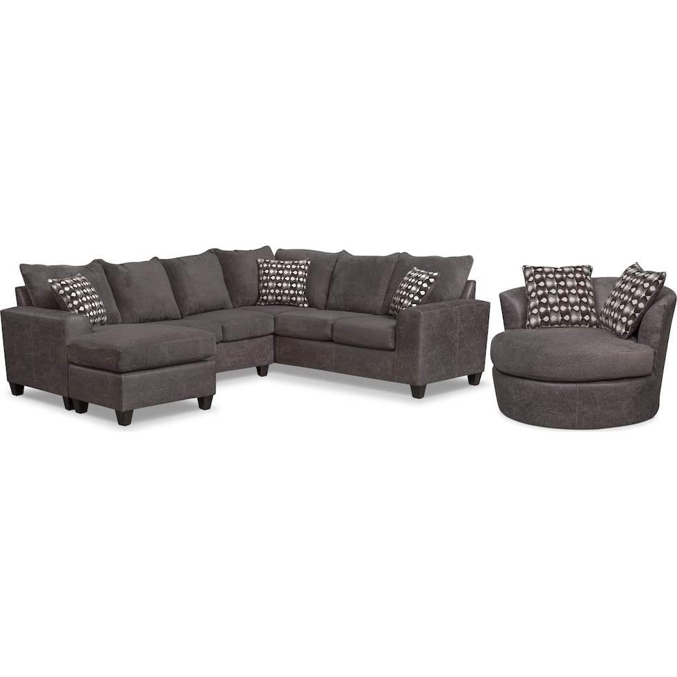 brando sectional smoke gray  pc living room   