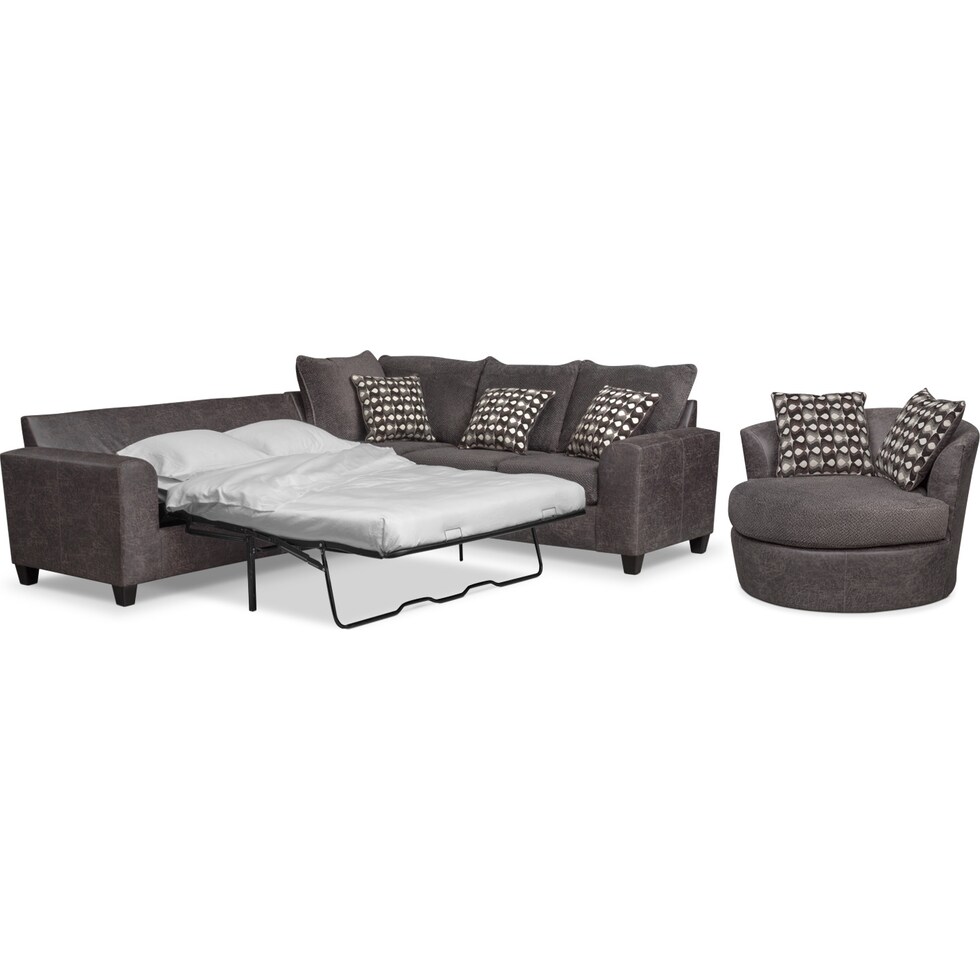 brando sectional smoke gray  pc living room   