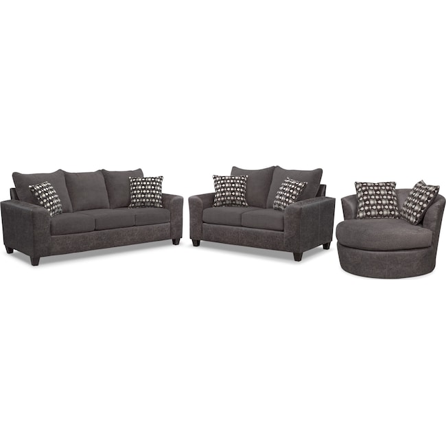 Living Room Furniture - Brando Sofa, Loveseat and Swivel Chair
