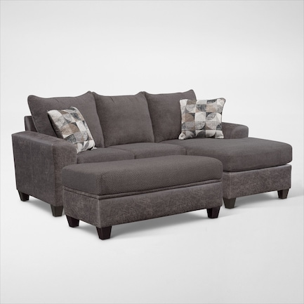Brando 2-Piece Sofa with Modular Chaise and Ottoman - Smoke