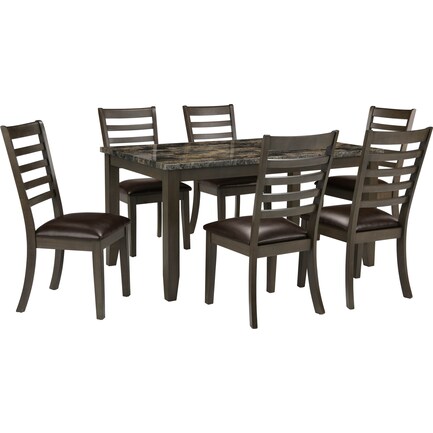 Brandon Dining Table with 6 Dining Chairs - Brown