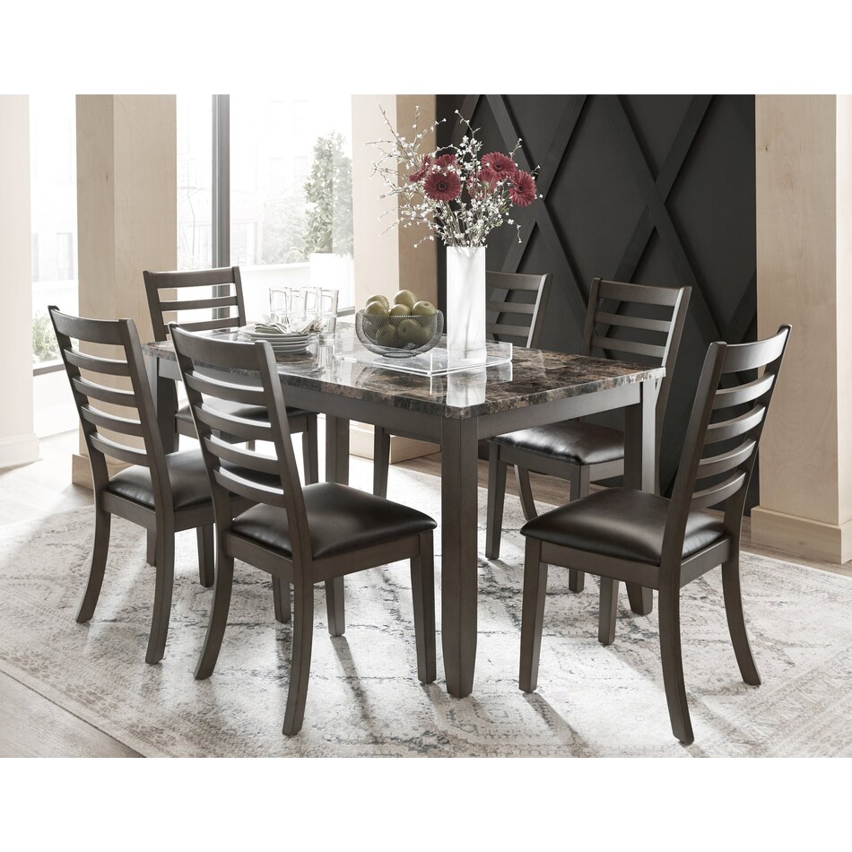 Brandon Dining Table with 6 Dining Chairs Brown Value City Furniture