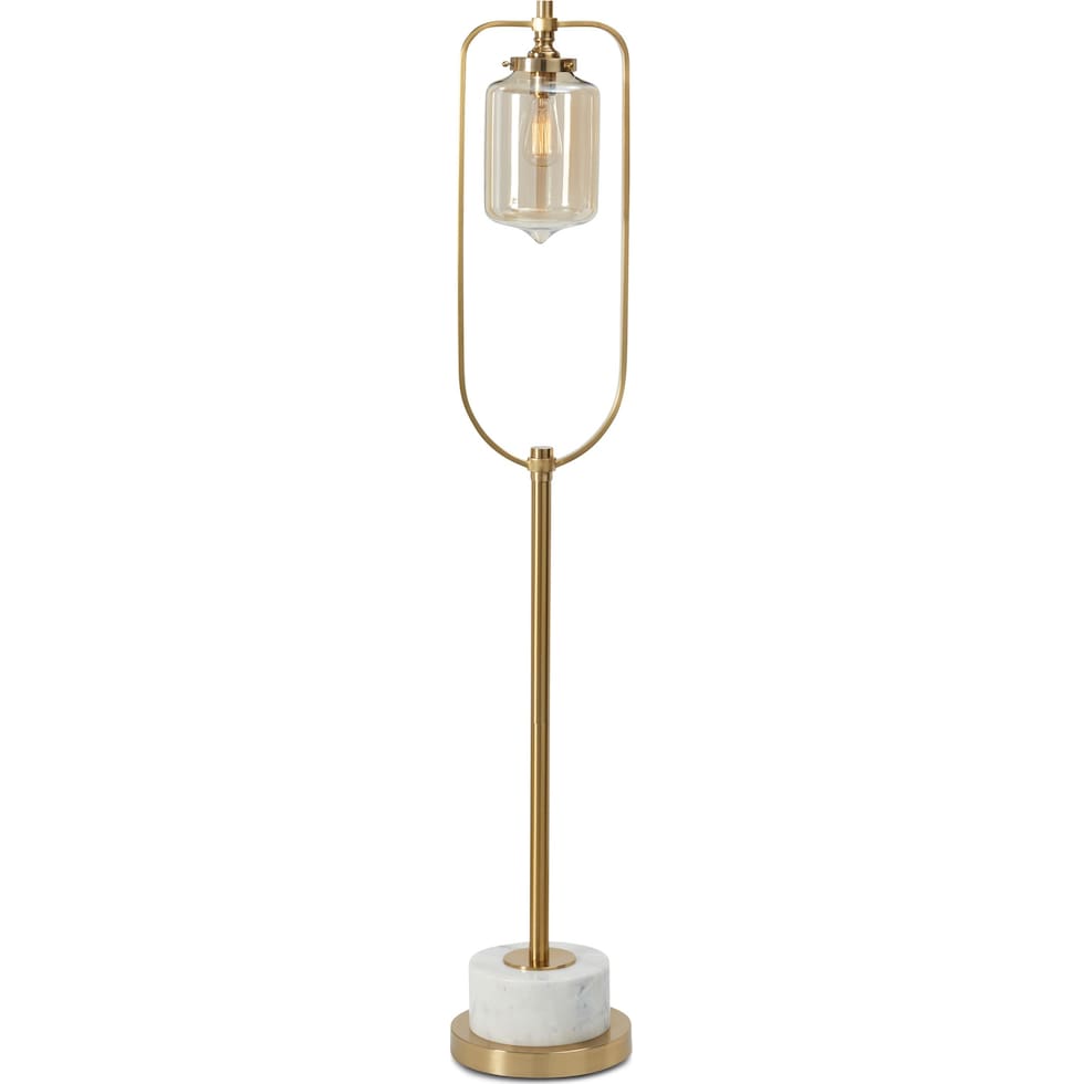 brass loop yellow floor lamp   