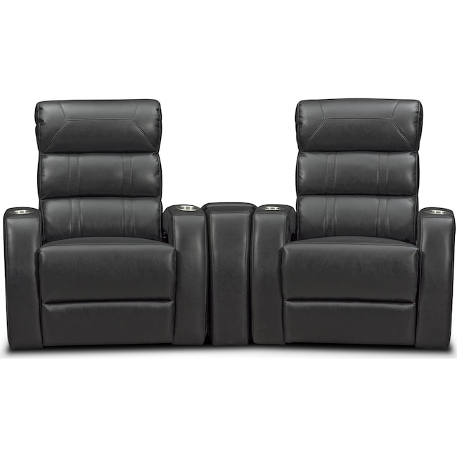 Living Room Furniture - Bravo 3-Piece Power Reclining Home Theater Sectional with 2 Reclining Seats