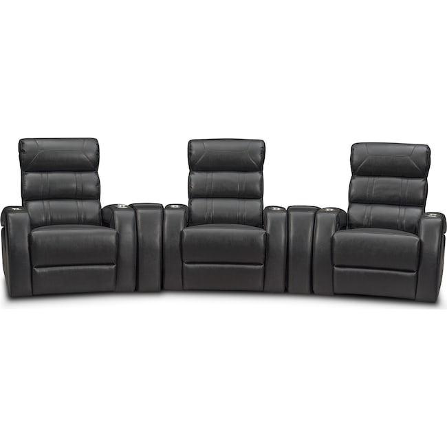 Living Room Furniture - Bravo 5-Piece Power Reclining Home Theater Sectional with 3 Reclining Seats