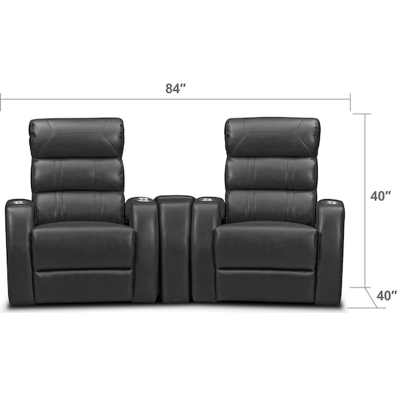 Living Room Furniture - Bravo 3-Piece Power Reclining Home Theater Sectional with 2 Reclining Seats