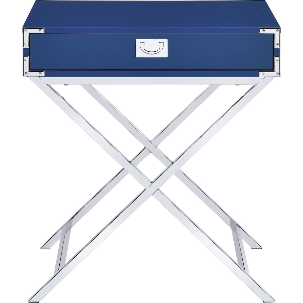 breenon chrome blue nightstand   