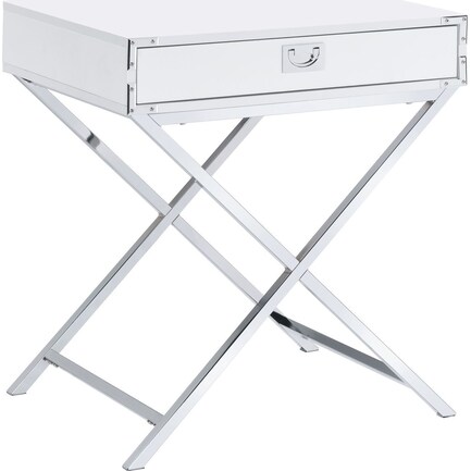 Breenon Nightstand - Chrome/White