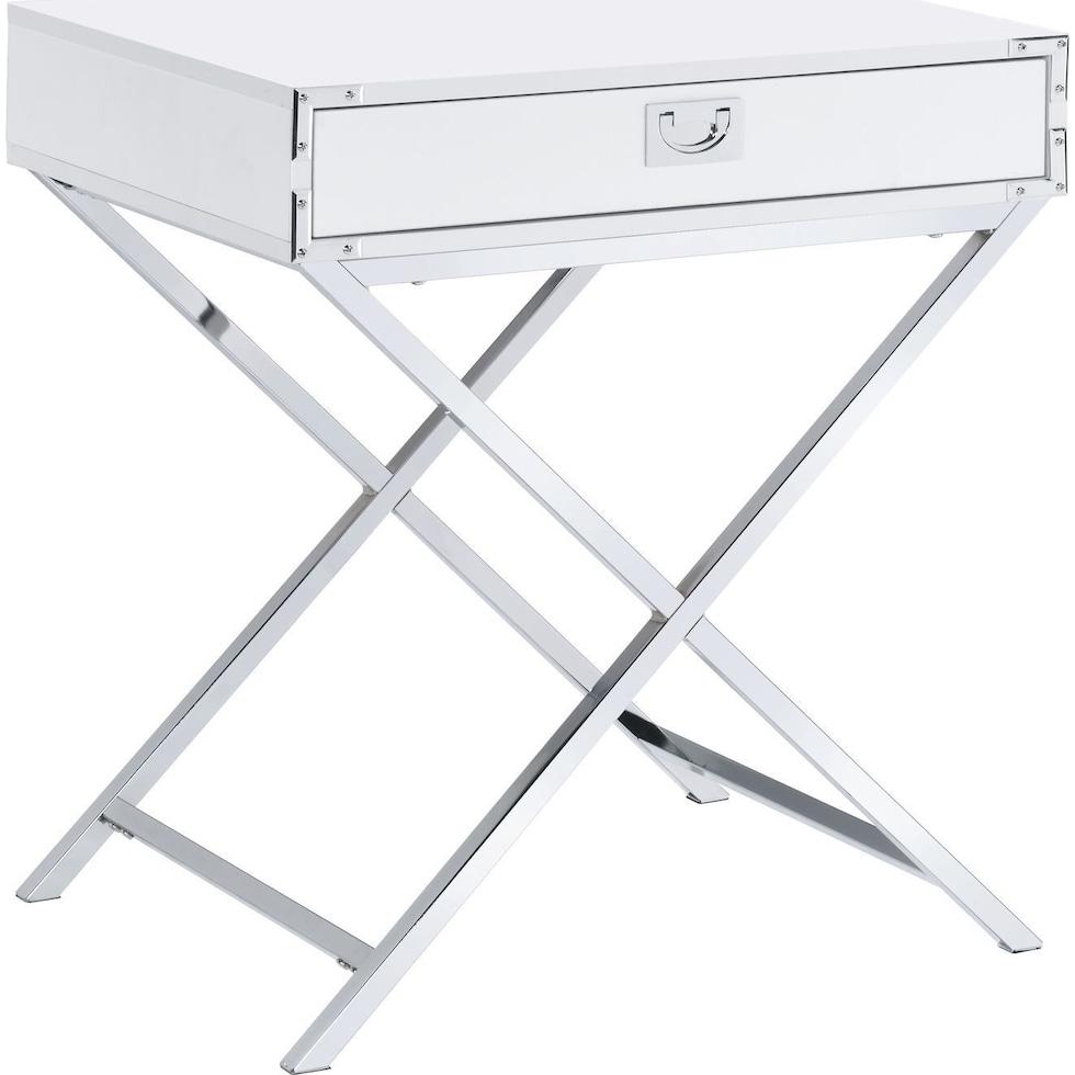breenon chrome white nightstand   