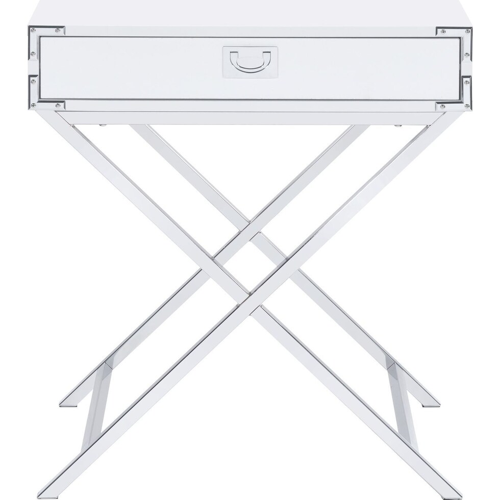 breenon chrome white nightstand   