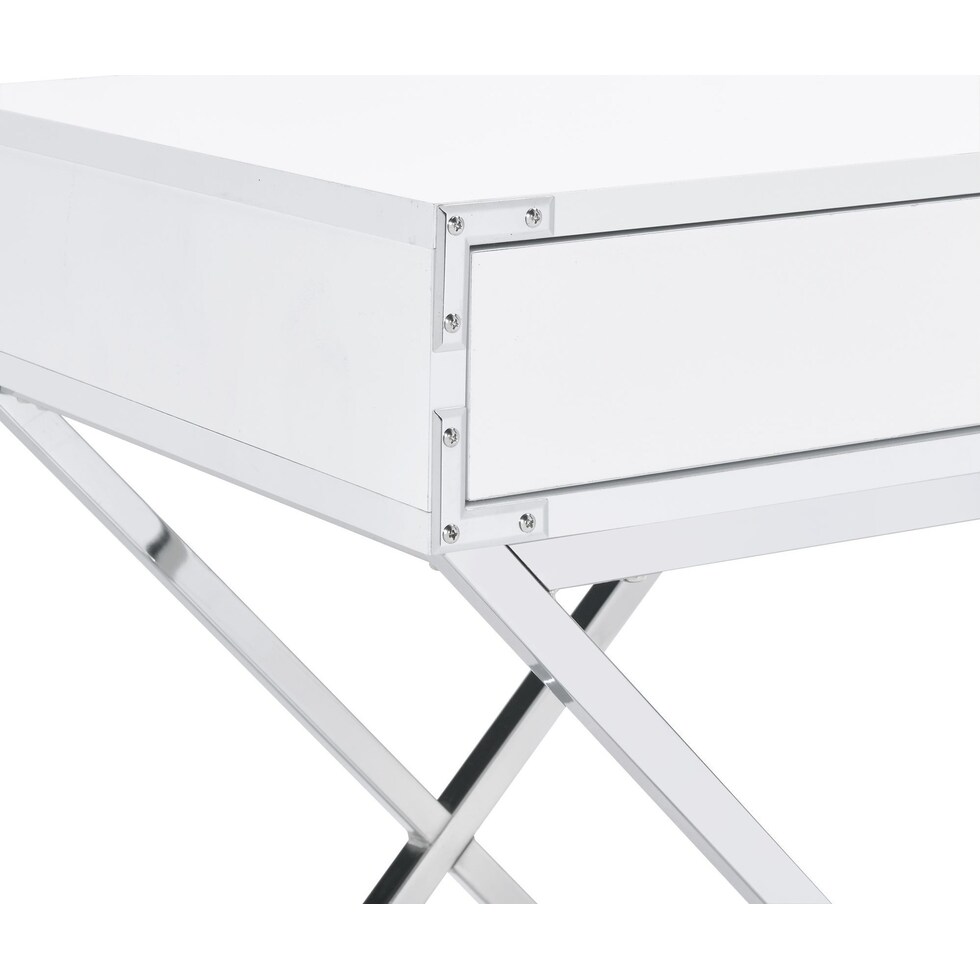breenon chrome white nightstand   