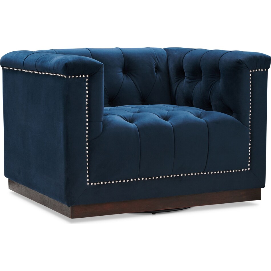 brennon blue swivel chair   