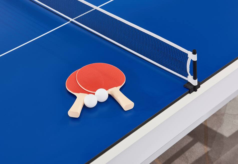Brex Outdoor Pool Table with Dining Top, Table Tennis Top and Benches