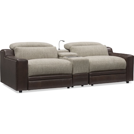 Bridgeport 3-Piece Dual Power Reclining Sofa with Console - Brown
