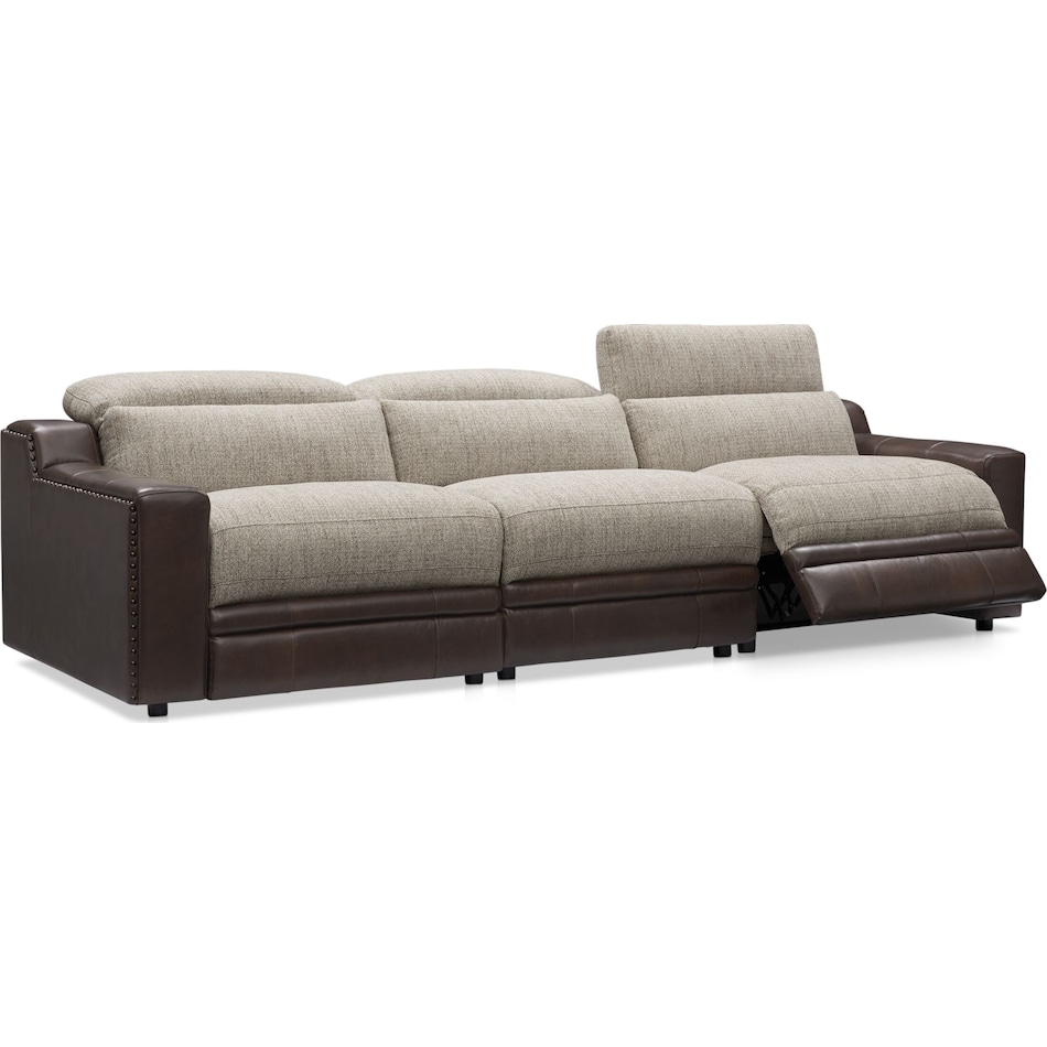 bridgeport dark brown  pc power reclining sofa   