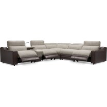 bridgeport dark brown  pc power reclining sectional   