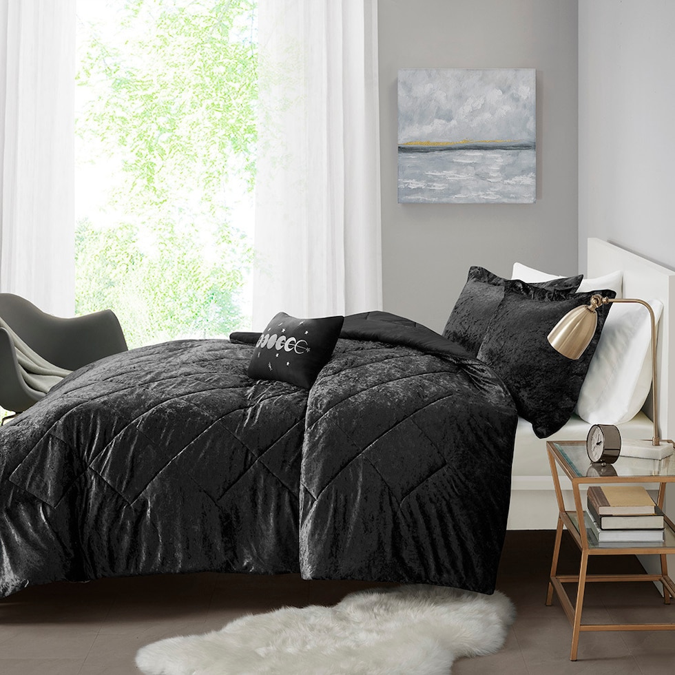 briella black full queen bedding set   