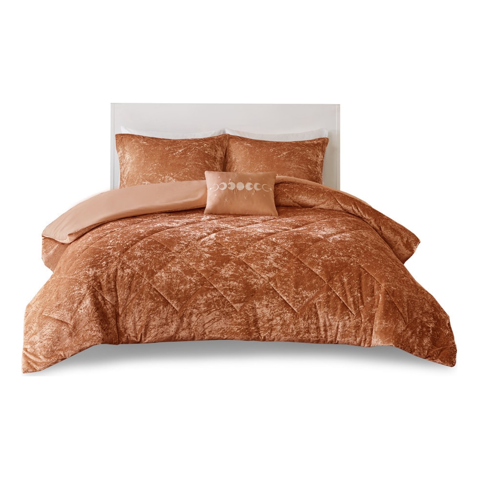 briella orange full queen bedding set   