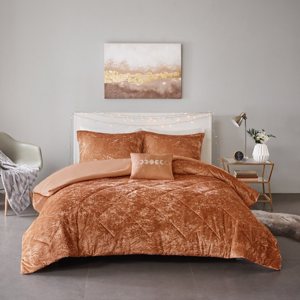 briella orange full queen bedding set   