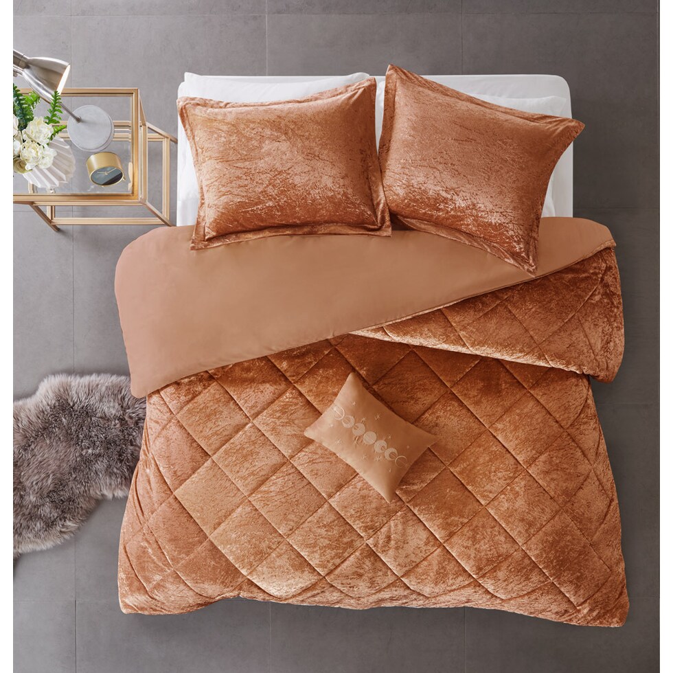 briella orange full queen bedding set   