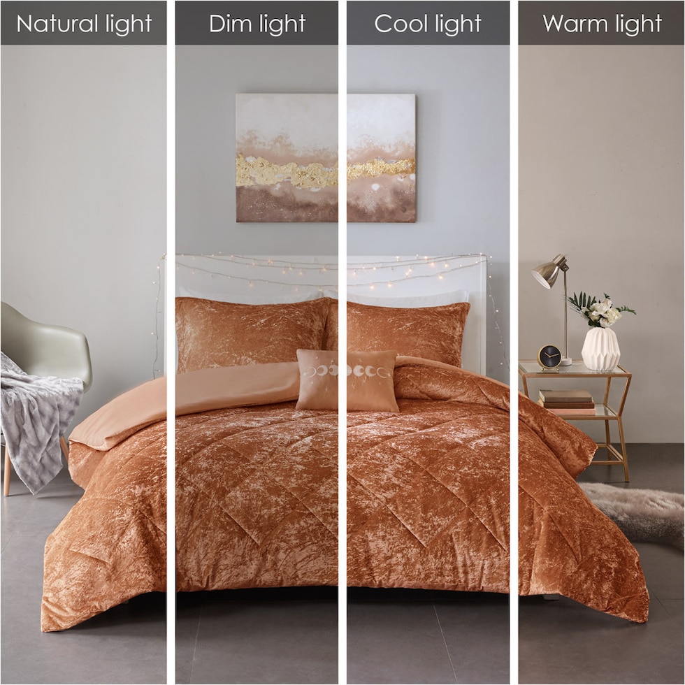 briella orange full queen bedding set   