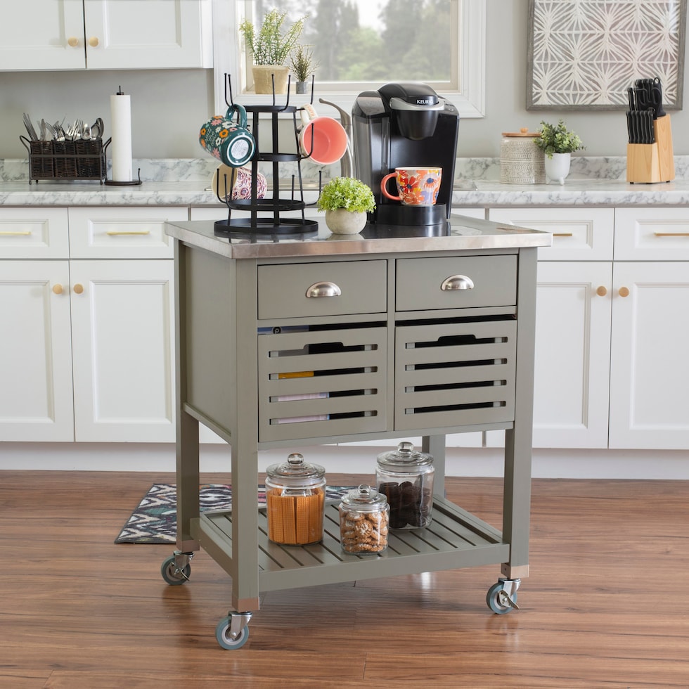 brighton gray kitchen cart   