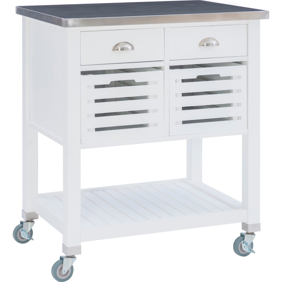 brighton white kitchen cart   