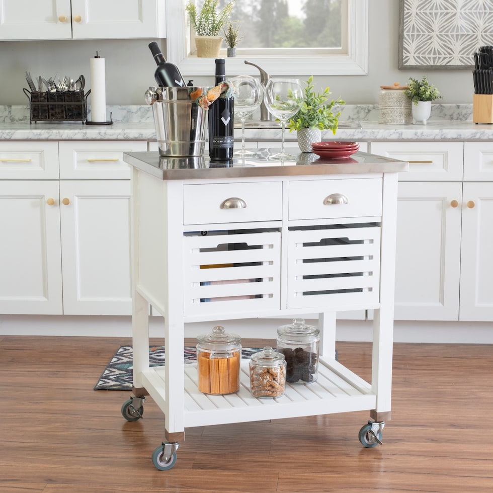 brighton white kitchen cart   
