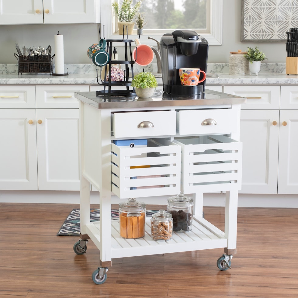 brighton white kitchen cart   