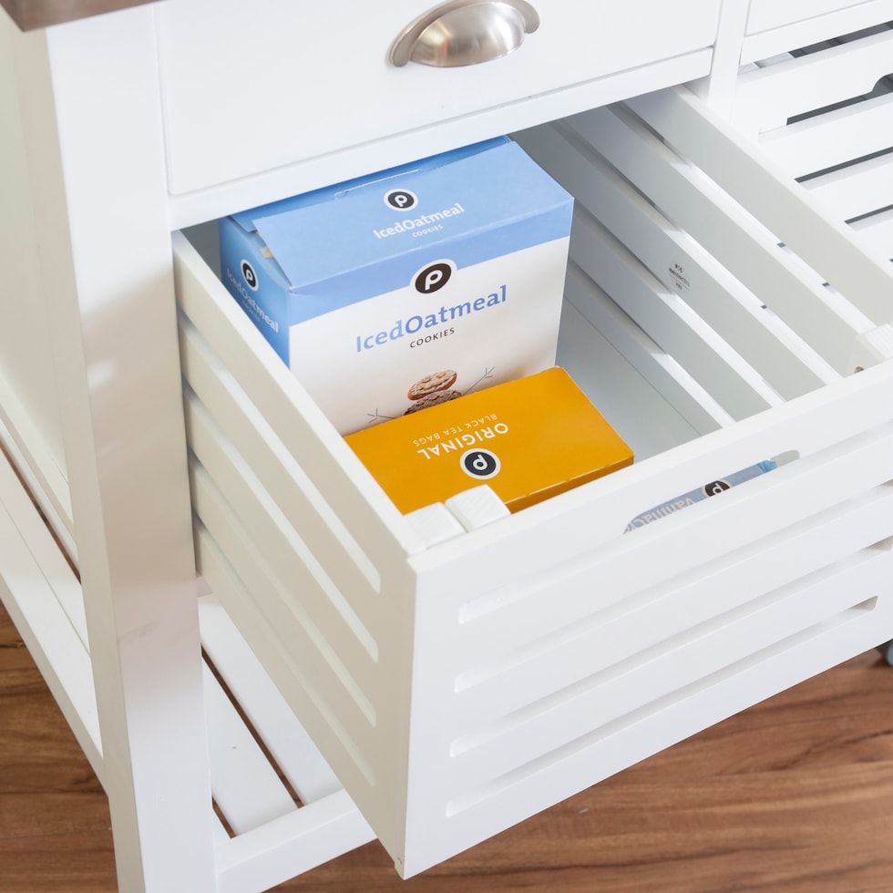 brighton white kitchen cart   