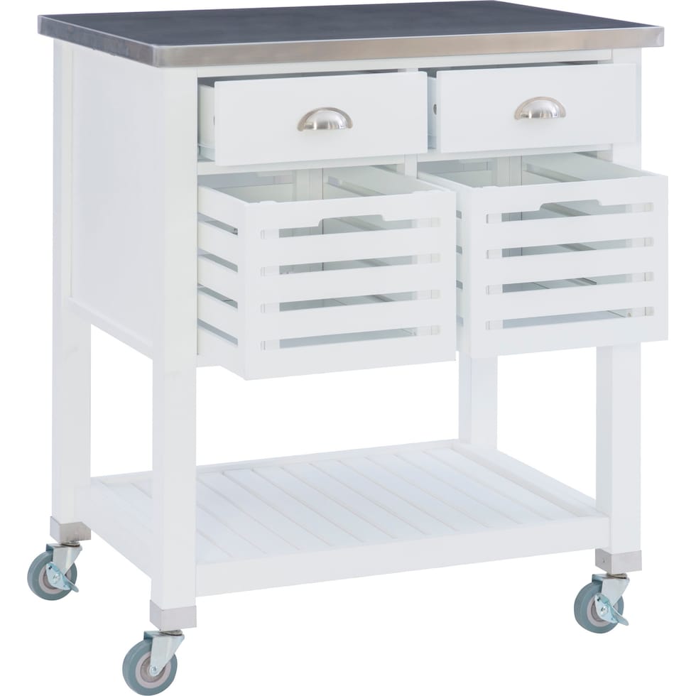 brighton white kitchen cart   