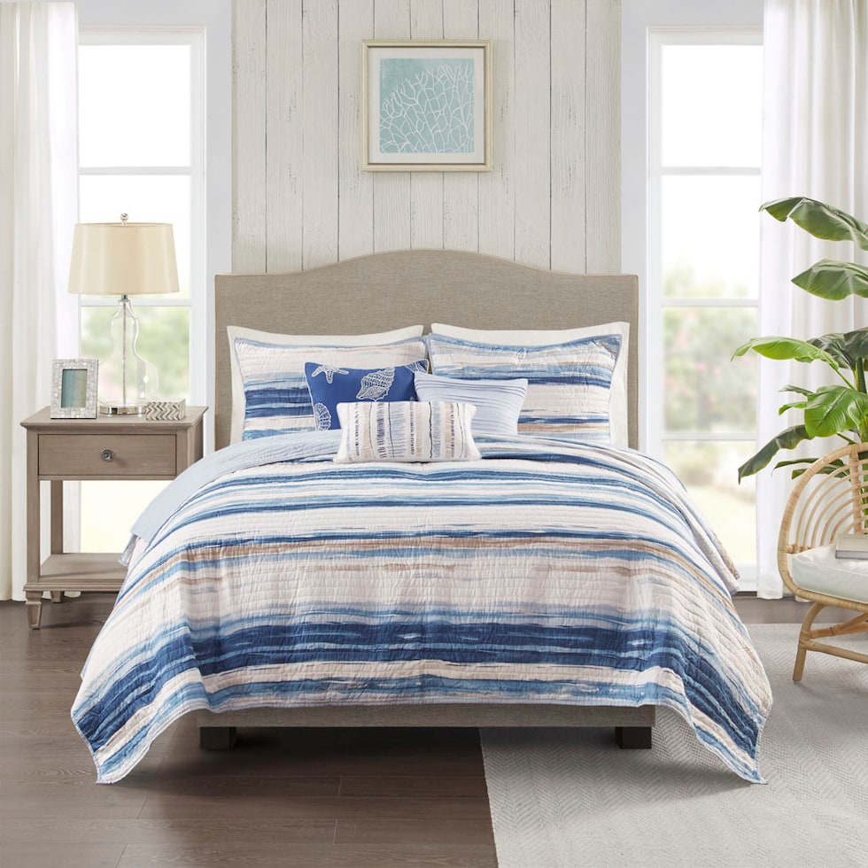 brimsley blue full queen bedding set   